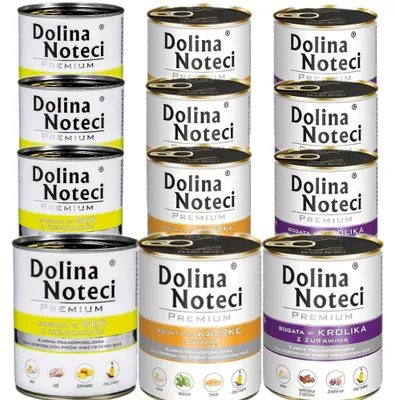 Zdjęcie produktu dla Mokra karma dla psa DOLINA NOTECI Premium MIX 3 SMAKÓW 12x800g