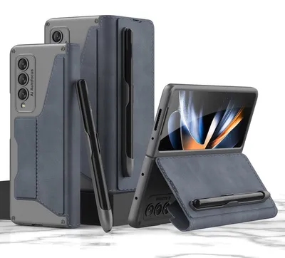 Produktbild von Samsung Galaxy Z Fold4 5G Armor Flip Kunstleder Handy Tasche Etuis Hülle Cover