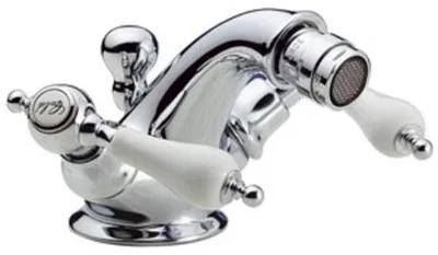Produktbild von Demm Bidetarmatur Zweigriff Etros Griff weiß chrom 2165 x 165, 08345.002.C