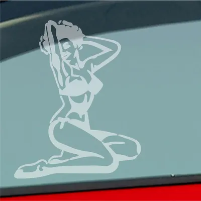 Produktbild von Auto Aufkleber Pin up Girl Sexy Girl Tuning Vintage Retro 12x10 cm Milchglas Sticker Heckscheibenaufkleber