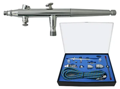 Airbrushpistole Double Action, 3 Düsen 0,2–0,5 mm, 3 Farbbecher