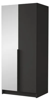 Produktbild von MIRJAN24 Kleiderschrank Bono II, Schlafzimmer, mit Spiegel, Drehtürenschrank, mit Kleiderstange, Modern, Garderobenschrank, Metallgriffe (Farbe: Schwarz)