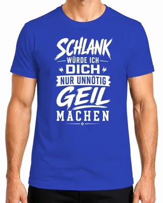 Productafbeelding van "Slank" - Heren T-shirt, blauw, maat L. (Met een sarcastische opmerking over het feit dat het onnodig suggestief is.)