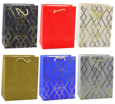 Image de Sac cadeau en papier motifs dorés élégants 23 X 18 X 10,5 Cm