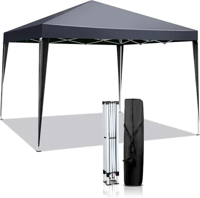 Produktbild von Pavillon Faltpavillon 3x3m – Höhenverstellbar, Wasserdicht & UV-Schutz 50+, Stabiler Windfestes,Zelt für Garten, Terrasse, Camping,Anthrazit