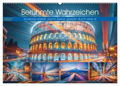 Immagine prodotto di Monumenti famosi (calendario da parete 2027, formato DIN A2 orizzontale), calendario mensile CALVENDO