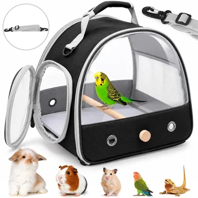 Produktbild von Juksun Papagei Tragetaschen,Vogelkäfig,Vogel-Tragetasche mit Stehstange und Edelstahl-Tablett,Kleintier-Reisetasche, Atmungsaktiv,faltbar,Reisen