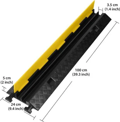 Productafbeelding van Kabelbrug met 2 kanalen voor kabelbescherming - Rubber kabelgoot voor parkeerplaatsen en werkplaatsen