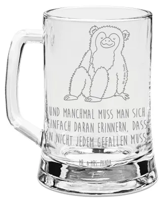 Produktbild von Mr. & Mrs. Panda Glaskrug Affe - Transparent - Geschenk, Seidel, Motivation, Liebe, Afrika, Affen, Humpen, Bierkrug Glas, Krug, Selfcare, Mit Gravur, Selbstbewusstsein