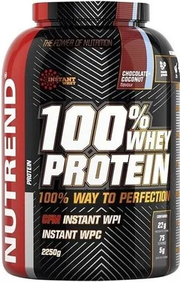 Imagen del producto de Nutrend 100% Proteína de Suero de Leche 2250g - Sabor Chocolate y Coco