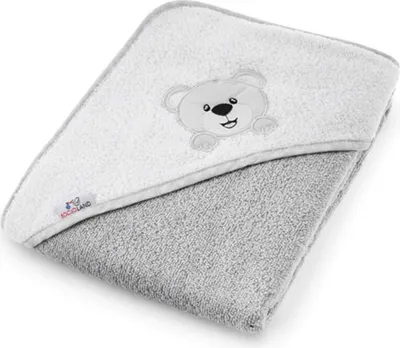 Obrázek produktu pro Osuška s kapucí BocioLand - Medvídek 100 x 100 cm, šedá