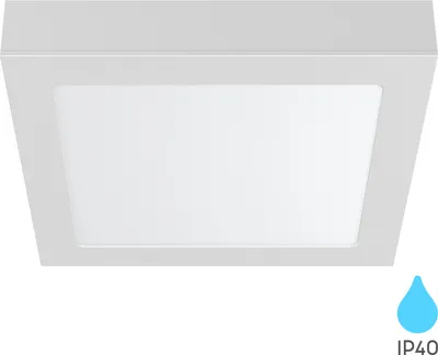 Image de Plafonnier LED Braytron à montage en saillie, carré, 24 W, 2 400 lm, 6 500 K, 27 x 27 cm, panneau LED ultra-fin