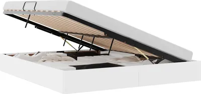 Obrázek produktu pro vidaXL Rám postele s úložným prostorem, čistě bílá barva, 180 x 200 cm, umělá kůže
