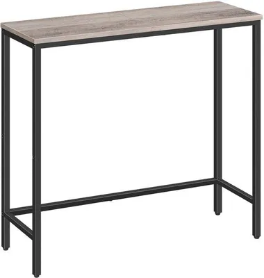 Productafbeelding van Unyqoos® Smalle console tafel 75 x 24 x 75 cm – Spaanplaat en metalen frame, zwart met vintage blad, verstelbare poten, geschikt voor hal en woonkamer