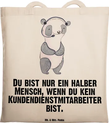 Produktbild von Mr. & Mrs. Panda Tote Bag Kundendienstmitarbeiter Herz - Transparent - Geschenk, Callcenteragent, Witzig, Tasche, Lustig, Jutetasche, schulterbeutel, Laptoptasche, Spruch