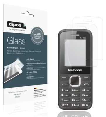 Produktbild von 2x Schutzfolie für Karbonn K106s matt - Anti-Shock 9H Folie dipos Glass Kunststoffglas