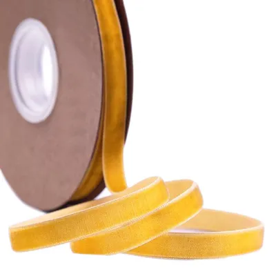 Fluwelen Lint 20 m x 25 mm, Gelb, Dekorationsband