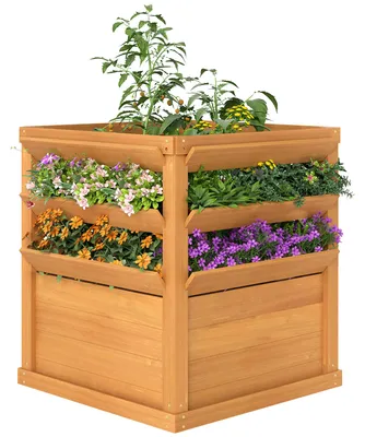 Produktbild von Outsunny Hochbeet Pflanzkasten mit Rankgitter, Spalier Pflanzkübel Blumenkasten