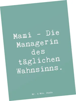Produktbild von Mr. & Mrs. Panda Postkarte Spruch Mami Managerin - Meeresbrise - Geschenk, Geburtstage, Ansichtskarte, handgemacht, Postkarten, Grußkarte, Familie, bildkarte, Lächeln