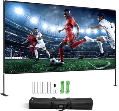 Produktbild von SucceBuy Outdoor-Filmleinwand mit Ständer – 150 Zoll tragbarer 16:9-HD-Bildschirm. Weitwinkel, Front- und Rückprojektion. Wird mit Aufbewahrungstasche und Ständer geliefert. Für drinnen und draußen