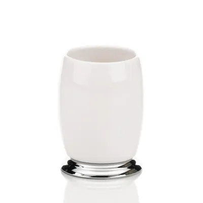 Produktbild von Kela Becher Scarlett Keramik Edelstahl weiß 10,5cmh 7cmØ, 20783
