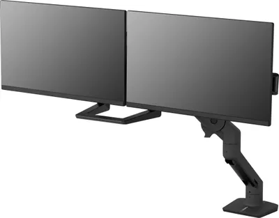 Obrázek produktu pro Ergotron HX - montážní sada (rukojeť, kloubové rameno, stolní svorka, otvor na desce stolu, 2 otočné klouby, montážní kování, prodlužovací díl, ohyb závěsu) - pro 2 monitory - matná černá - velikost obrazovky: až 81,3 cm (až 32 palců)