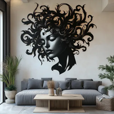 Produktbild von Decords Wandtattoo – elegantes abstraktes Frauengesicht, 40 cm