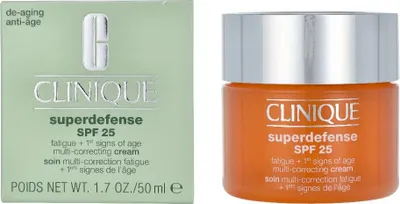 Produktbild von Clinique Superdefense Broad Spectrum SPF 25 Fatigue + 1st Signs Of Age Multi-Correcting Cream, Unisex, 50 ml, Creme, trockene Haut, Sehr trockene Haut, Anti-Aging, Feuchtigkeitsspendend, Schutz, Topf