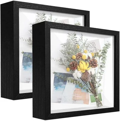 Image de Cadre photo en bois - carré - 2 pièces - 20 x 20 cm