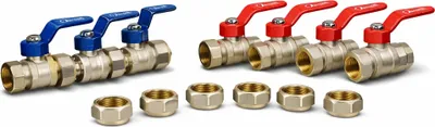 Produktbild von Danfoss Kugelhahnset 3/4 3xDVGW, 4xHeizung, 1 Stk.