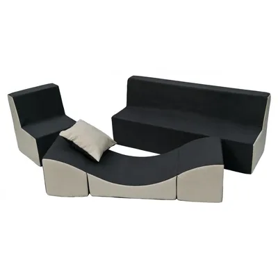 Produktbild von Kindermöbel-Set: Sessel + Sofa + Chaiselongue grau-beige