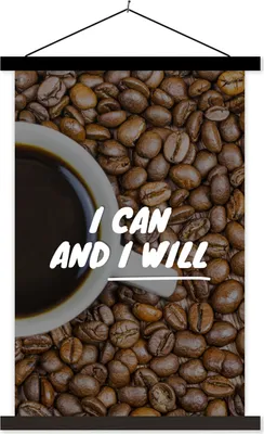 Produktbild von MuchoWow® Textilposter Zitate - Sprichwörter - 'Ich kann und ich will 40x60 cm mit schwarzem Rahmen - Wanddekorationen
