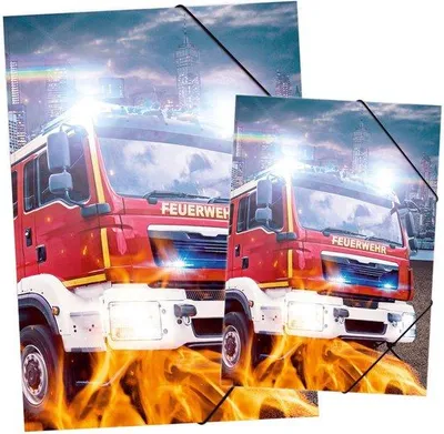 Produktbild von itenga Gummizugmappe Zeichenmappe A4 und A3 Motiv Feuerwehr Set