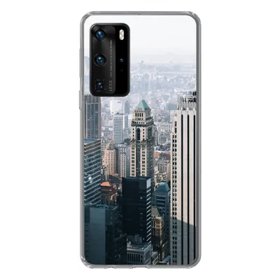 Produktbild von MuchoWow® Handyhülle Schutzhülle Hülle für Huawei P40 Pro New York - Skyline - Nebel Silikon Softcase Handy Hülle - Schutz