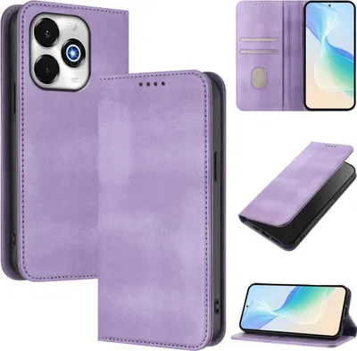 Immagine prodotto di Custodia per cellulare per Umidigi G100X, vintage in pelle RFID protezione carta titolare stand funzione magnetica flip case viola