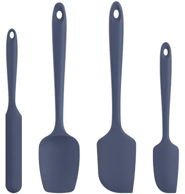 Productafbeelding van Siliconen deegschraper set, 4 stuks, donkerblauw, hittebestendig tot 315°C