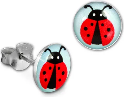 Image de SilberDream clous d'oreilles enfants argent rouge coccinelle boucles d'oreilles 8mm SDO85136