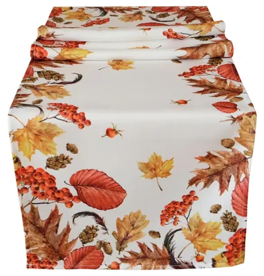 Imagen del producto de Mantel individual otoñal, 40 x 140 cm, decorativo, con un borde colorido de hojas de otoño