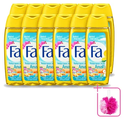 Obrázok produktu pre 12 kusov gélu na sprchovanie Fa Mediterranean Jewels Amalfi – Orchidea a citrus – 250 ml – balenie