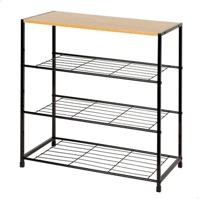 Schuheregal 63x30x63 cm, 4 Ablagen, Holz & Stahl, Industriestil