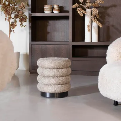 Produktbild von Pouf Bouclé - Taupe - Pouf Matthijs - Giga Meubel