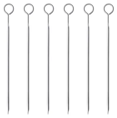 Image de Ensemble de 6 brochettes de barbecue professionnelles en acier inoxydable, avec une pointe renforcée