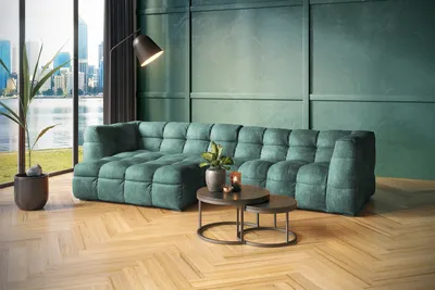 Produktbild von KAWOLA Sofa ROSARIO Ecksofa Velvet petrol Recamiere links
