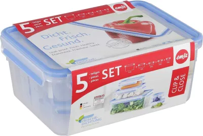 Obrázek produktu pro EMSA CLIP & CLOSE 508568, Sada, Obdélníkový, 3,7 l, Modrá, Průhledná, Polypropylen (PP), Termoplastický elastomer (TPE), 0 - 100 °C