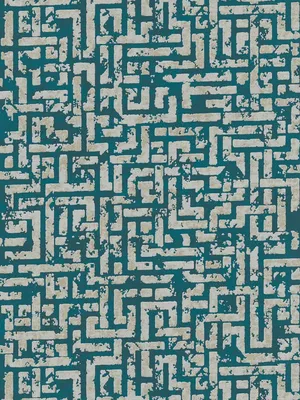 Produktbild von Ethno Tapete mit grafischem Relief Design – Blau, Grün, Beige