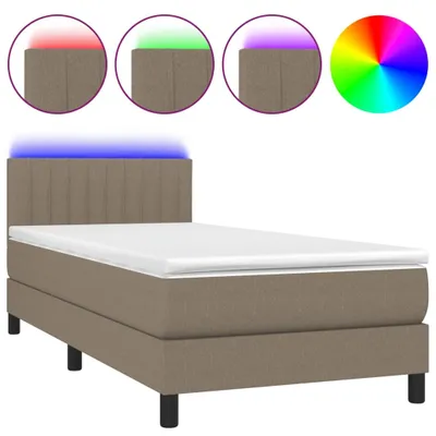 Produktbild von vidaXL Boxspringbett mit Matratze & LED Taupe 90x200 cm Stoff