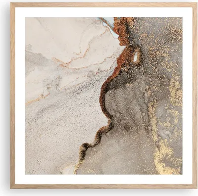 Produktbild von Gerahmtes Poster - Rahmen in heller Eiche - Stein Sand Abstraktion - 60x60 cm - Wand Bild - Wanddeko - Wandbilder - Kunstposter - Wandposter - Bilderrahmen - Bilder - Kunstdruck - P2NAC60x60-4778