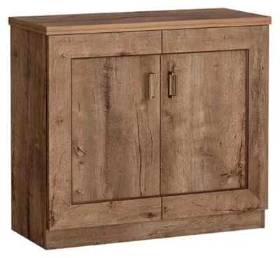 Obrázek produktu pro Komoda LEIKANGER – tmavý dubový Imitace – kovové úchytky – 100 x 90 x 44 cm