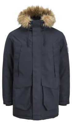 Immagine prodotto di JACK & JONES Parka uomo modello Jjcamp, con pelo sintetico, colore blu scuro, taglia 4XL