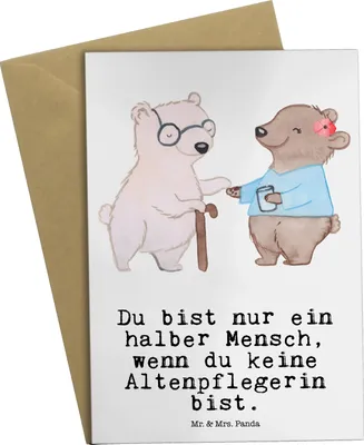 Produktbild von Mr. & Mrs. Panda babykarte Altenpflegerin Herz - Weiß - Geschenk, Lustig, dankeskarten, Grußkarte, Beruf, einladungskarten, Witzig, weihnachtskarten, hochzeitskarten
